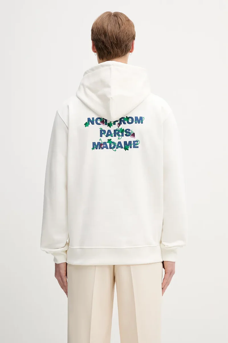 Drôle de Monsieur hanorac cu glugă pentru bărbați din bumbac Vine Embroidered Slogan
