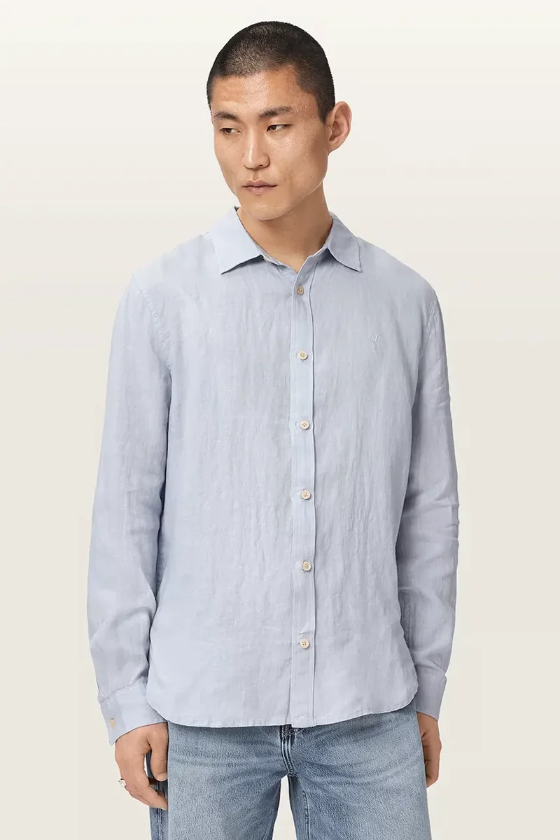 AllSaints cămașă pentru bărbați, din in LOOM
