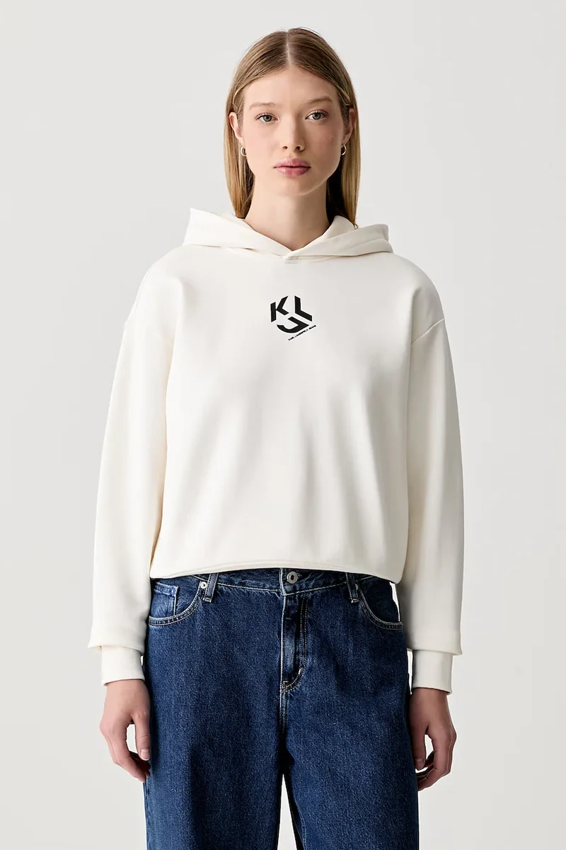 Karl Lagerfeld Jeans hanorac cu glugă pentru femei cu bumbac