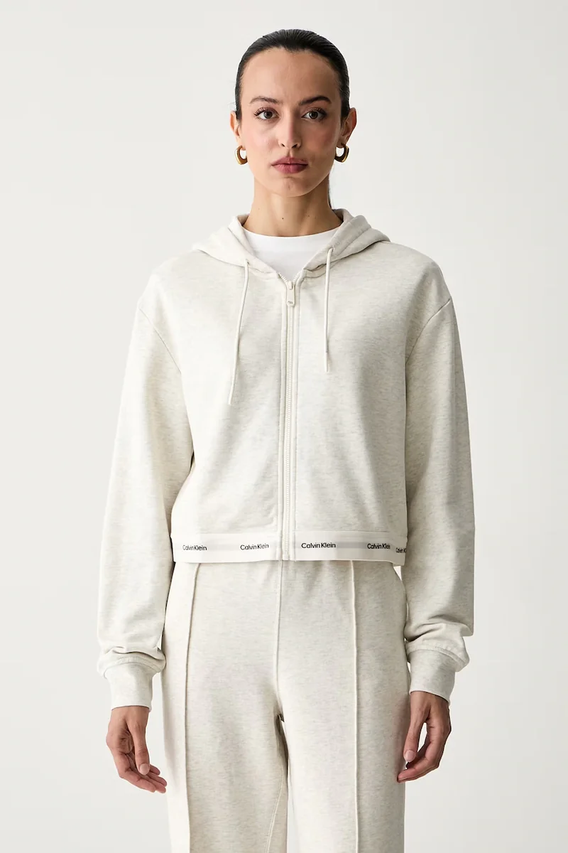 Calvin Klein Jeans hanorac cu fermoar pentru femei din bumbac