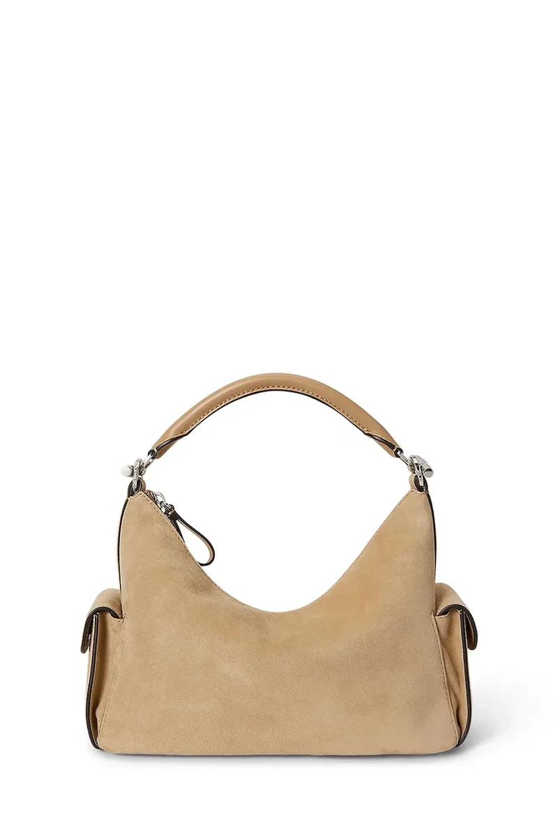 Lauren Ralph Lauren hobo bag pentru femei din piele întoarsă