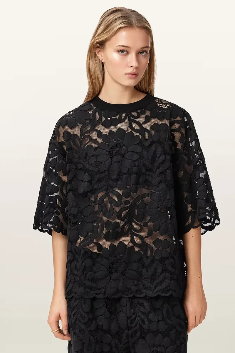 AllSaints bluză pentru femei din dantelă AMELIE