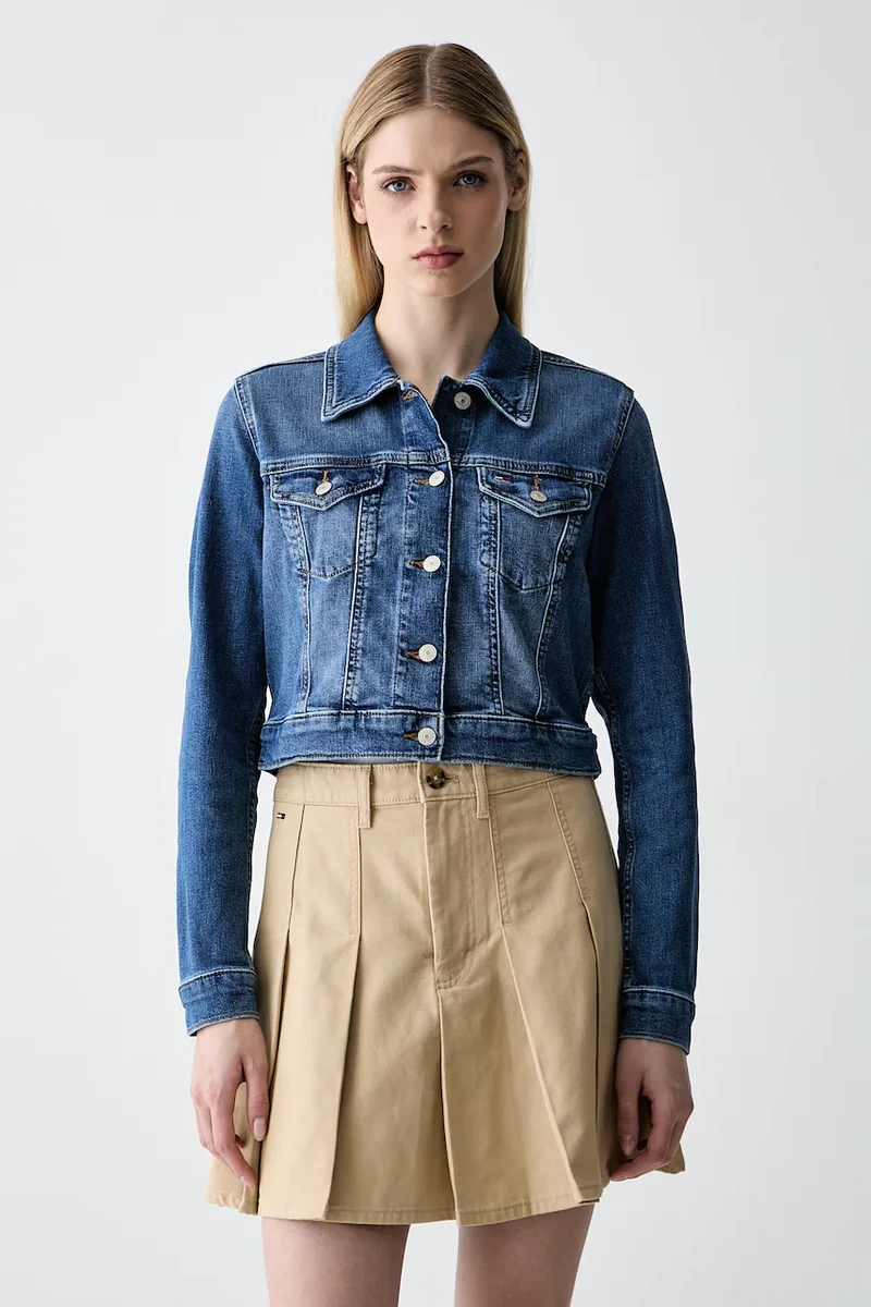 Tommy Jeans geacă de tranziție pentru femei din denim
