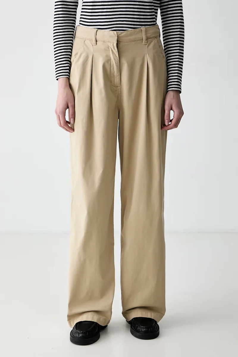 Tommy Jeans pantaloni wide leg pentru femei cu bumbac