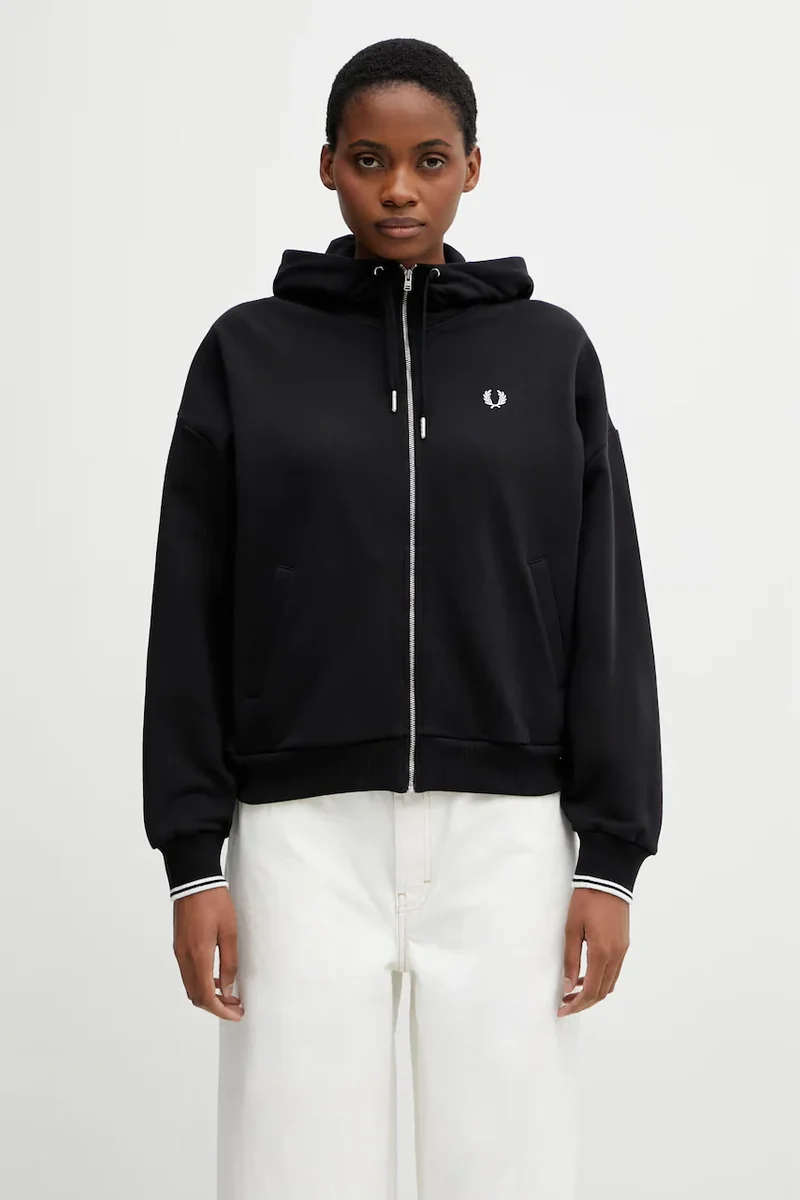 Fred Perry hanorac cu fermoar pentru femei, din bumbac