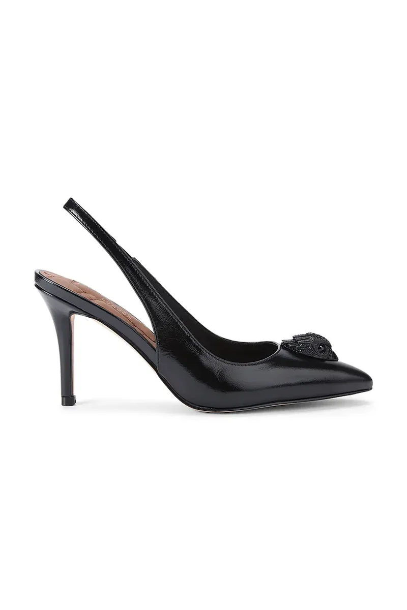 Kurt Geiger London pantofi cu toc stiletto din piele Belgravia High Sling Dr Black Patent