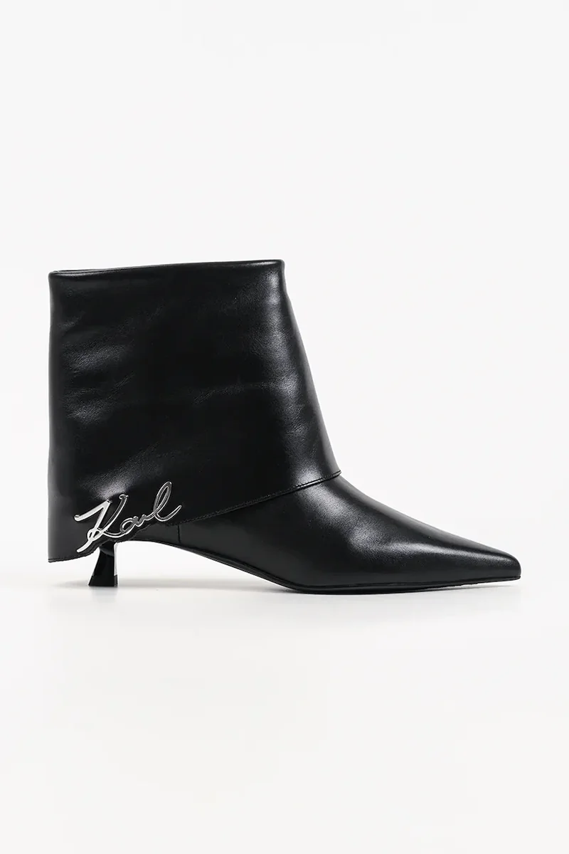 Karl Lagerfeld botine cu toc jos pentru femei din piele Pasha