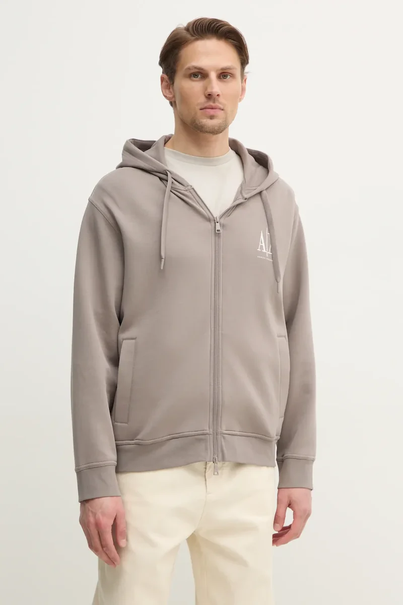 Armani Exchange hanorac cu fermoar și glugă pentru bărbați cu bumbac