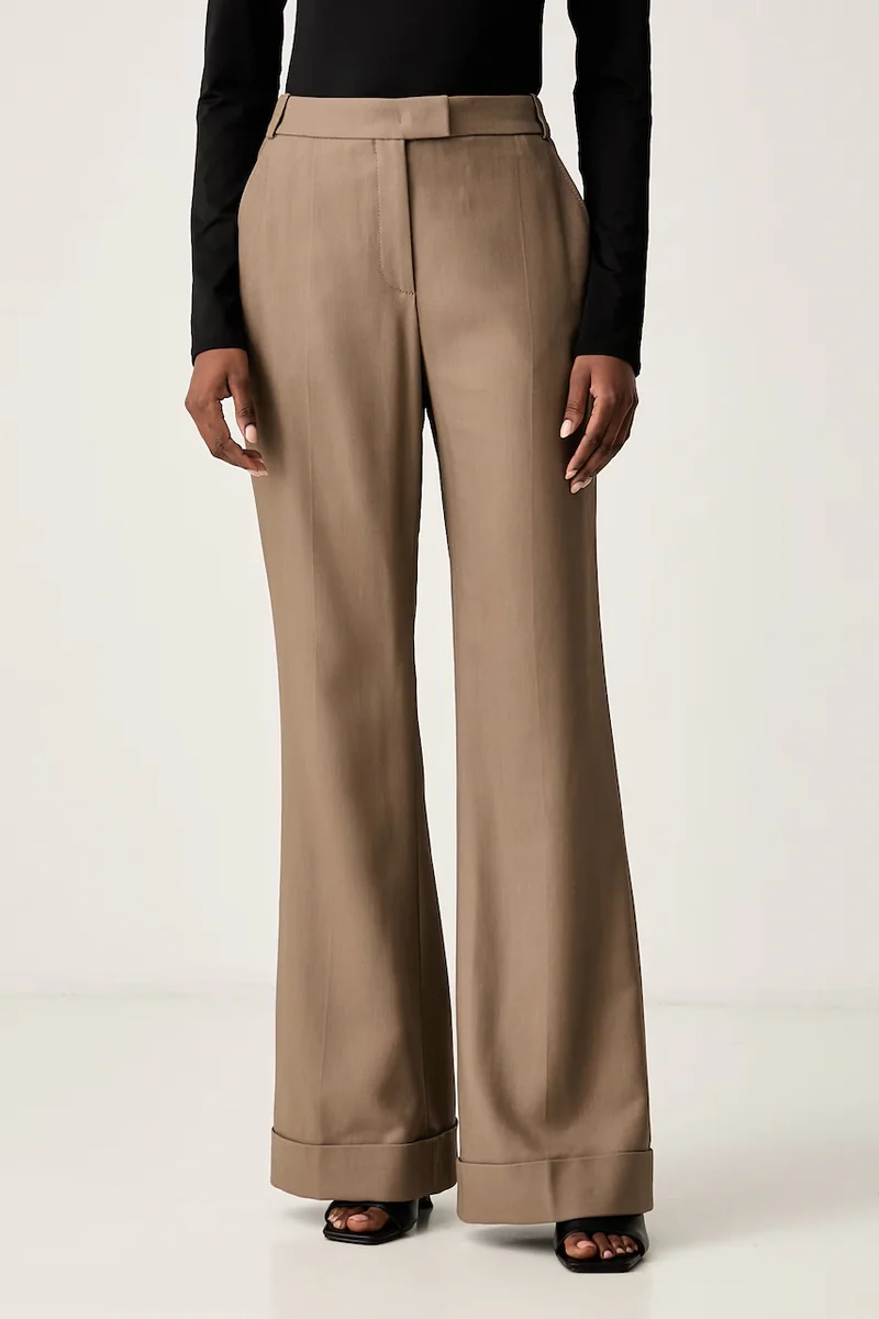 BOSS pantaloni straight pentru femei cu vâscoză Talia5