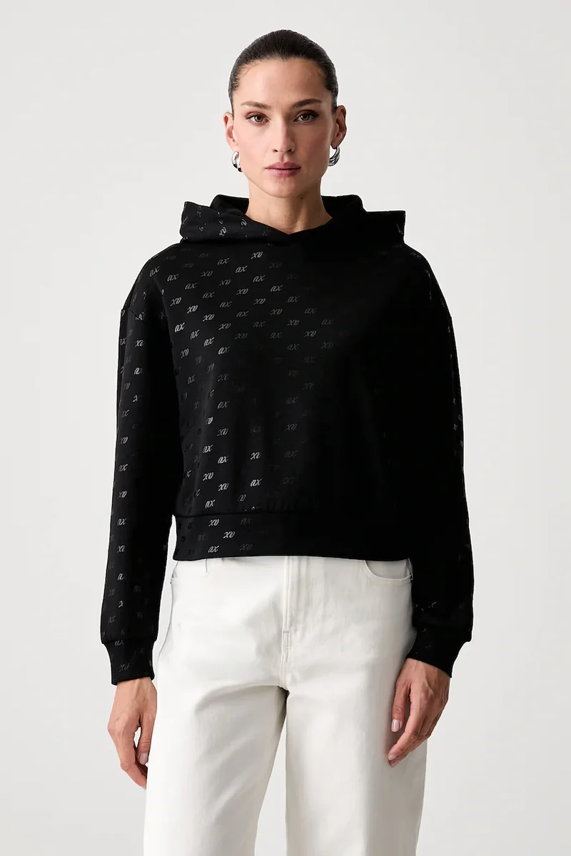 Armani Exchange hanorac cu glugă pentru femei cu bumbac