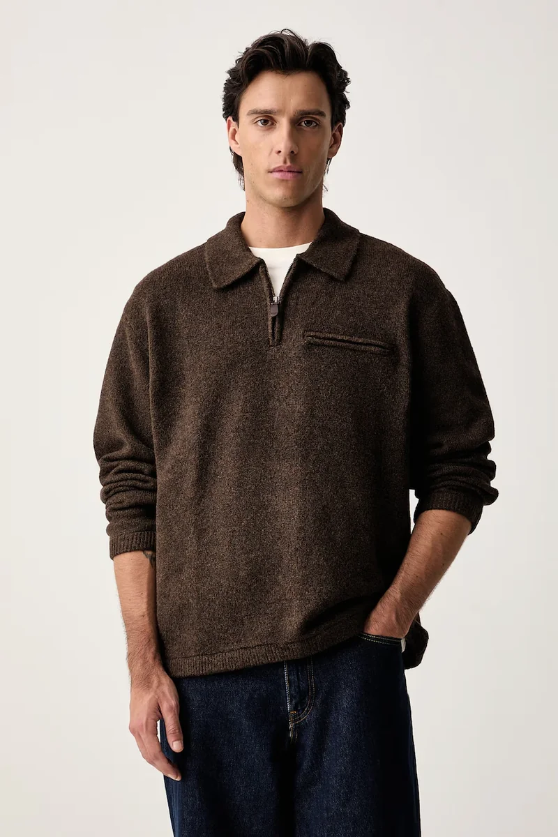 Levi's pulover pentru bărbați cu amestec de lână BOULDER COLLARED HALF ZIP