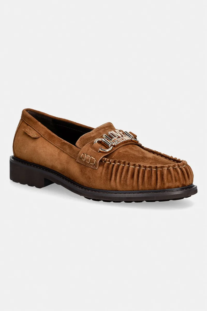 Love Moschino mocasini pentru femei din piele întoarsă