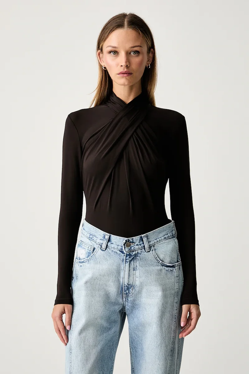 Le Privé body pentru femei cu vâscoză JADE BODYSUIT MARRON