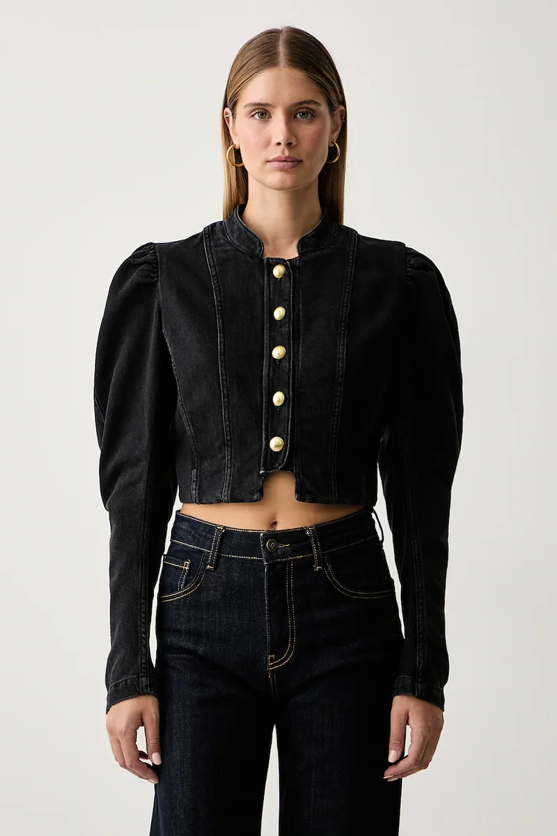 Twinset jachetă scurtă pentru femei din denim