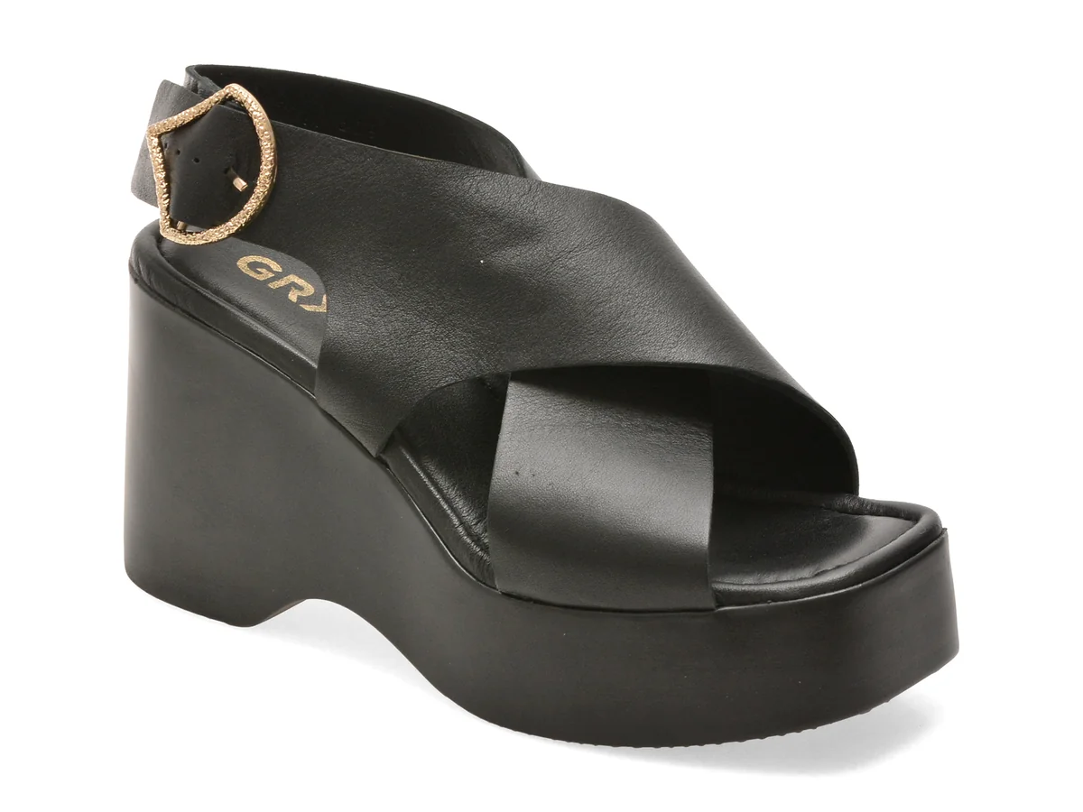Sandale GRYXX negre, M809, din piele naturala