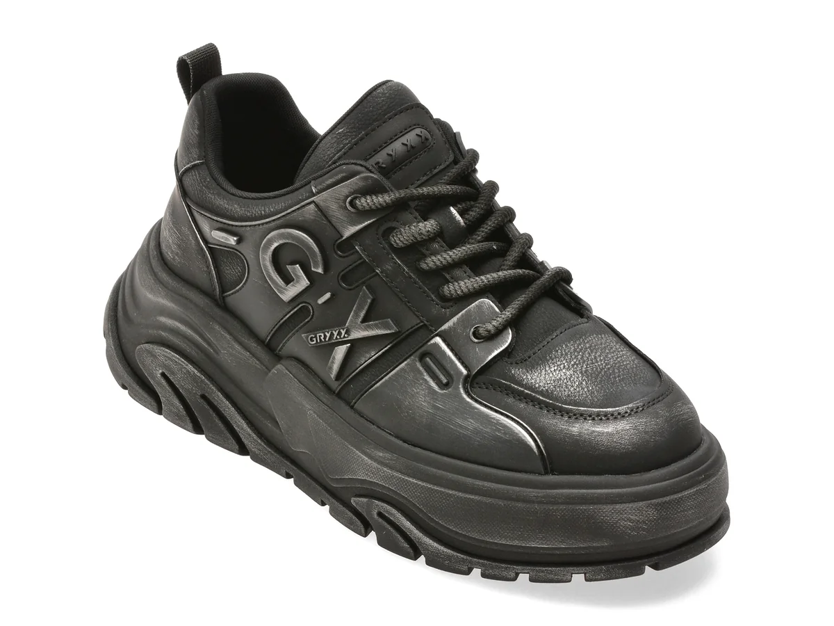 Pantofi sport GRYXX negri, 11028, din piele naturala