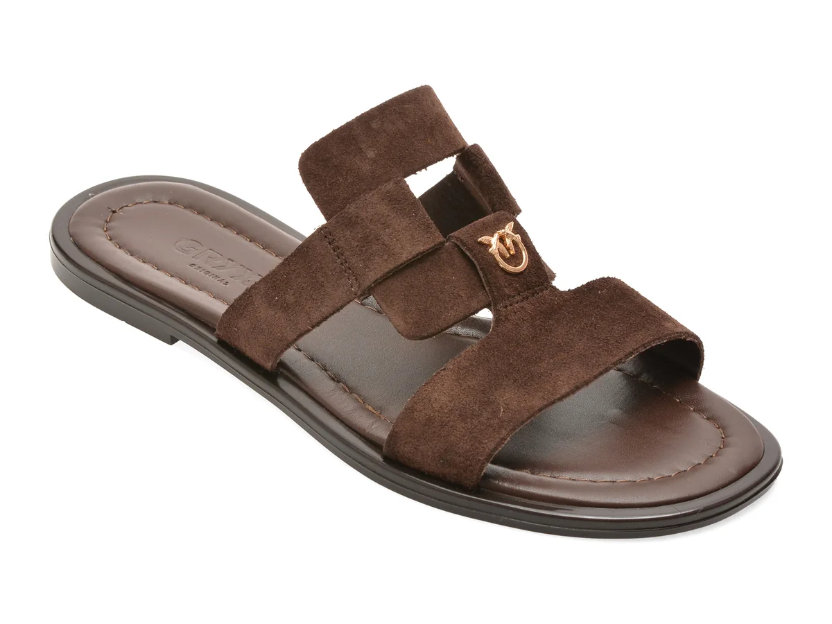 Papuci GRYXX maro, 1766293, din piele intoarsa