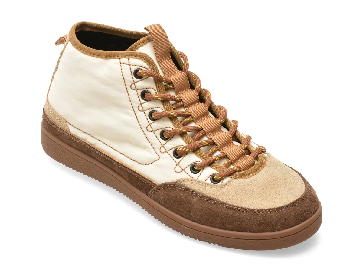 Ghete GRYXX bej, M99898, din material textil si piele naturala