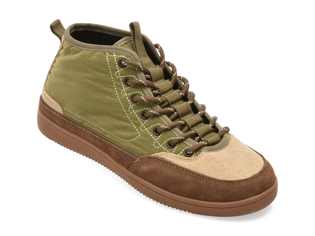 Ghete GRYXX verzi, M99898, din material textil si piele naturala