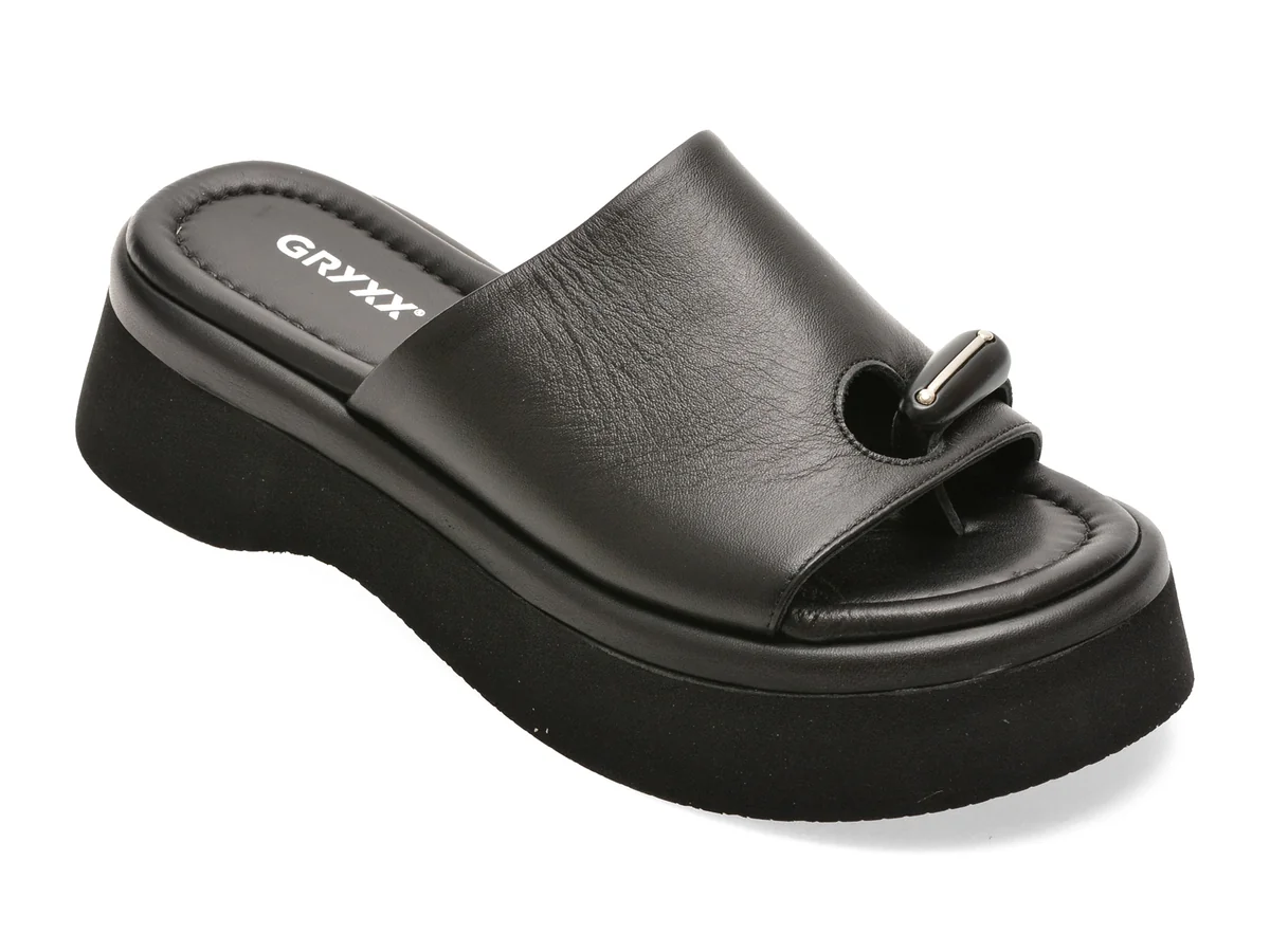 Papuci GRYXX negri, 4714750, din piele naturala