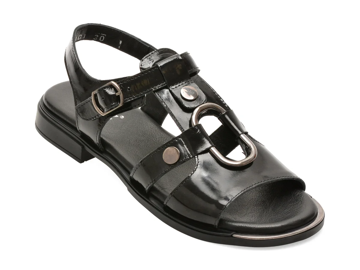 Sandale GRYXX negre, 3810101, din piele naturala lacuita