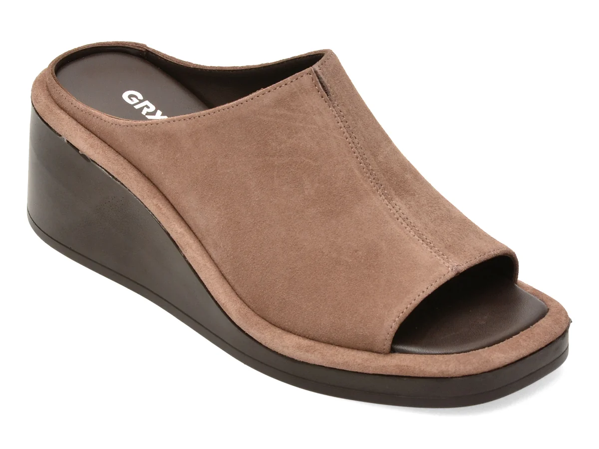 Papuci GRYXX gri, 1461255, din piele intoarsa