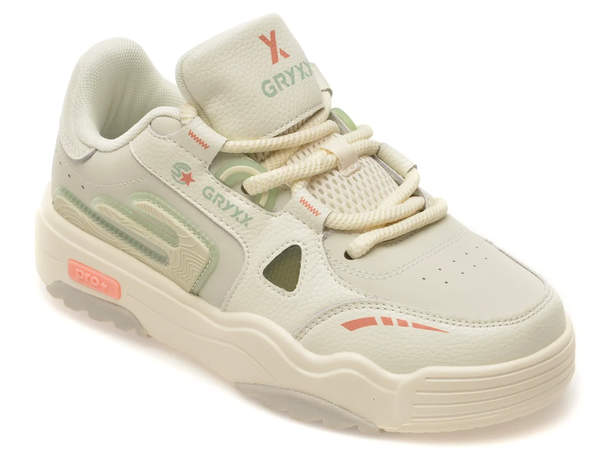 Pantofi sport GRYXX albi, 2A3227, din piele naturala