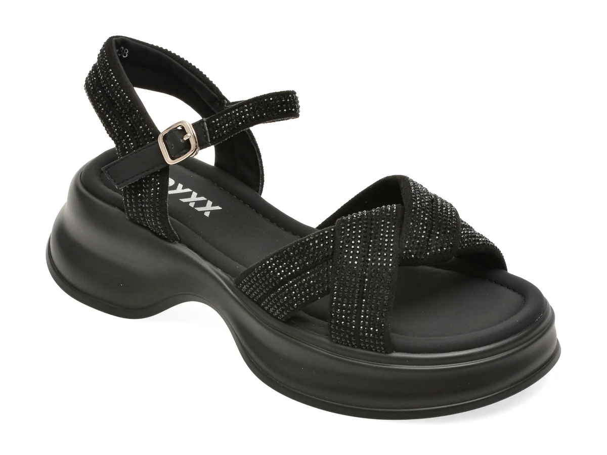 Sandale GRYXX negre, 8826, din material textil
