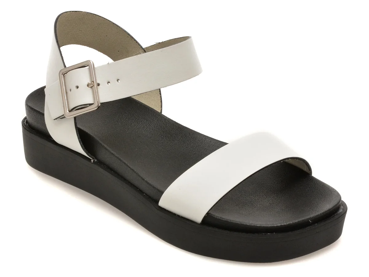 Sandale GRYXX albe, 376201, din piele naturala