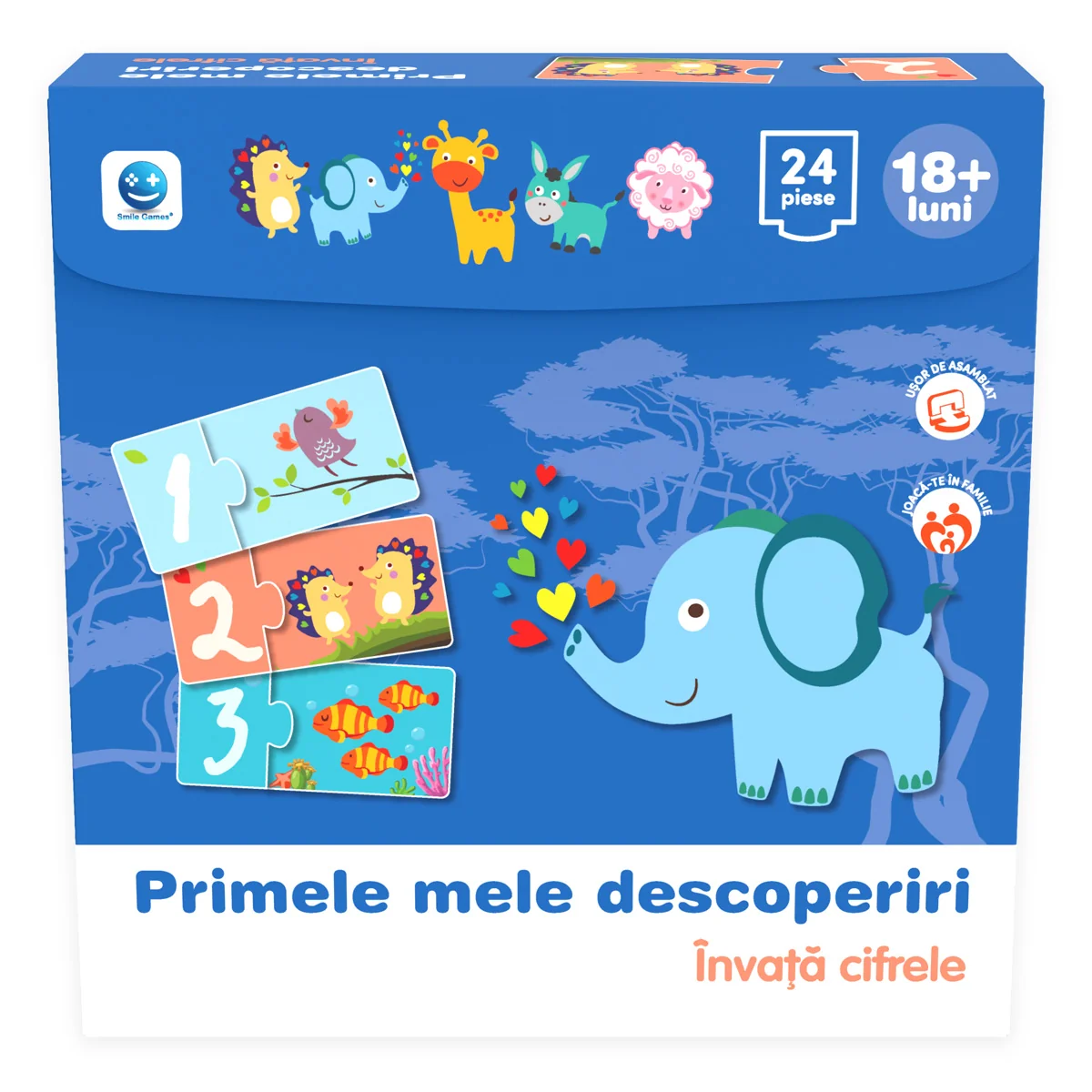 Puzzle Primele mele descoperiri, Smile Games, Invata cifrele, 24 piese