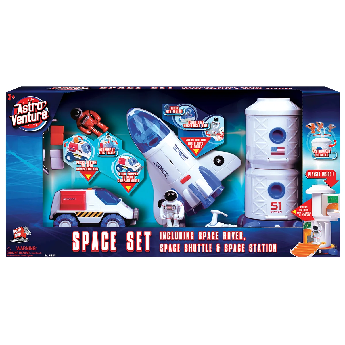 Set spatial 3 in 1 cu figurine Astro Venture (Statie spatiala, Naveta spatiala, Vehicul spatial)