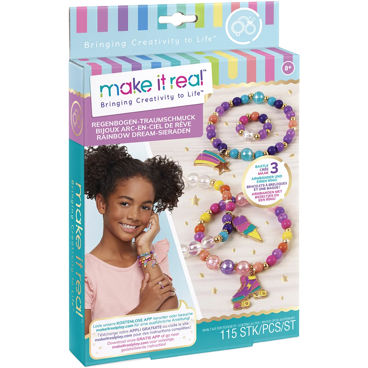Set Make It Real, Bratari colorate din margele cu talisman, 115 piese
