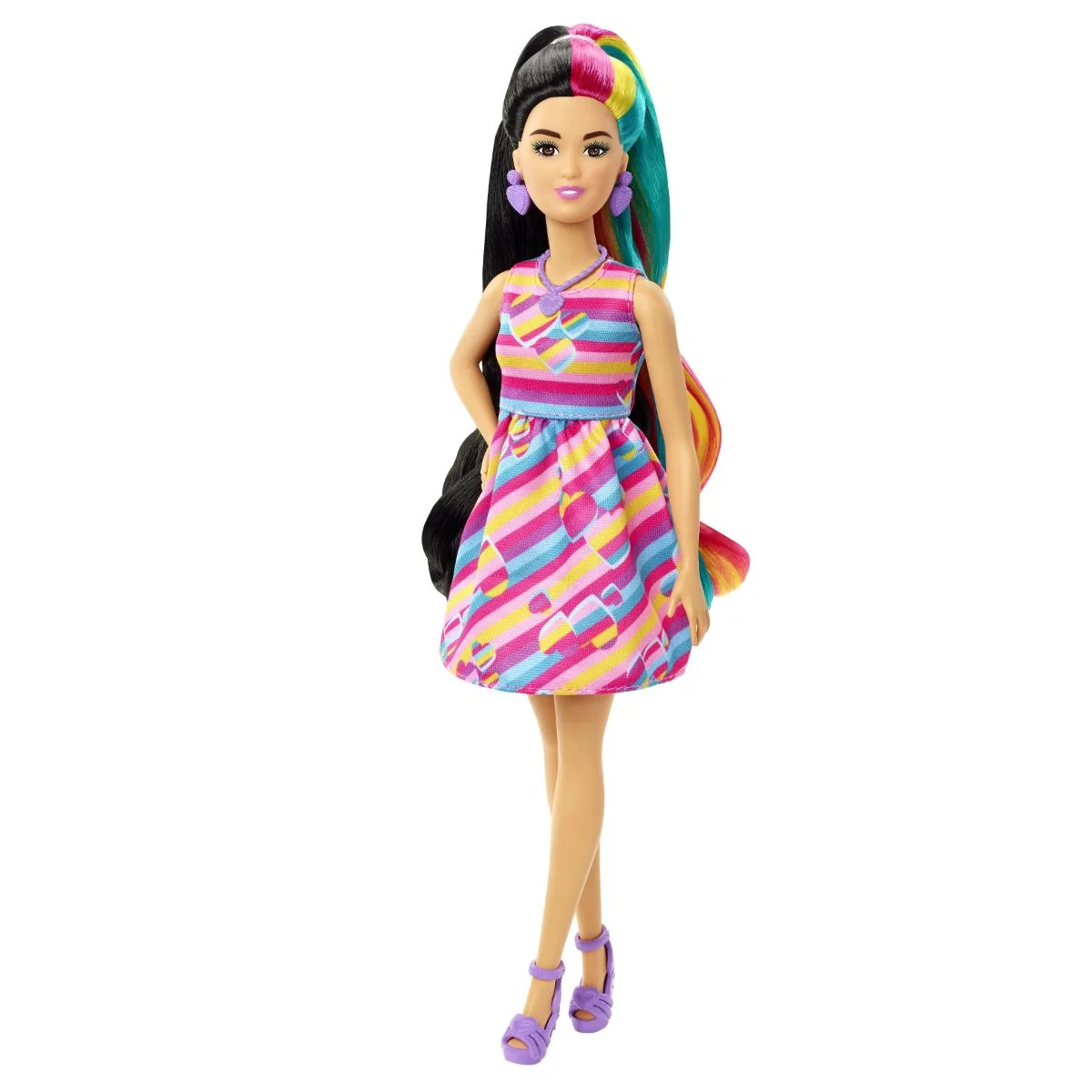 Papusa cu par lung si accesorii, Barbie, Totally Hair Hearts,  HCM90
