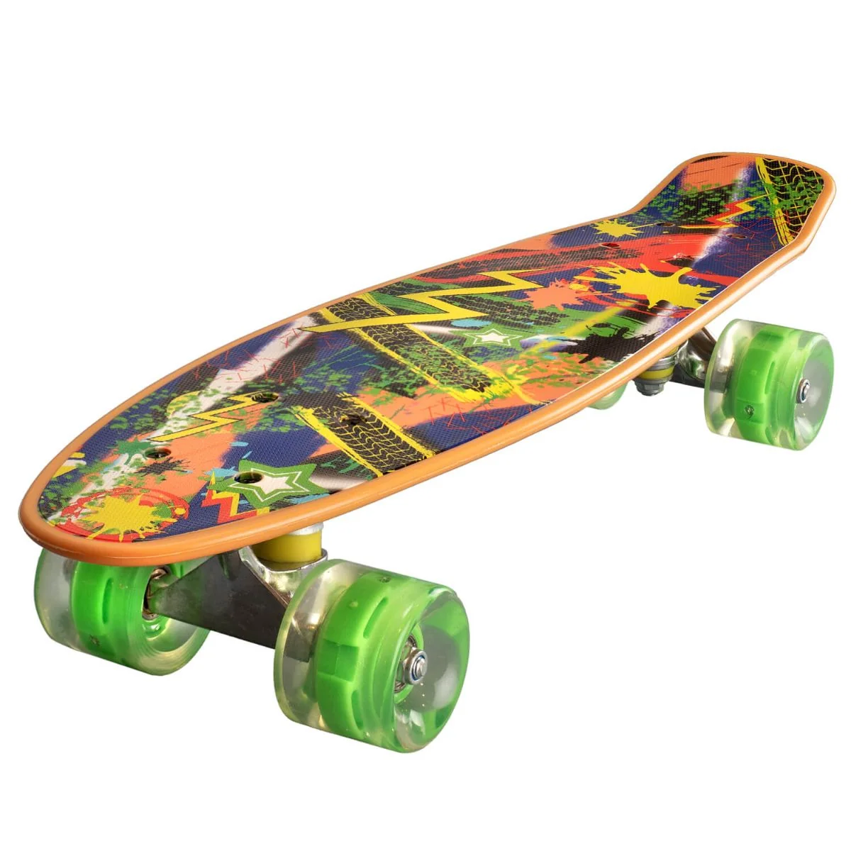 Penny board Landsurfer, Cu roti luminoase, 56 cm,  ABEC-7 PU, Aluminium 90 kg, Splash