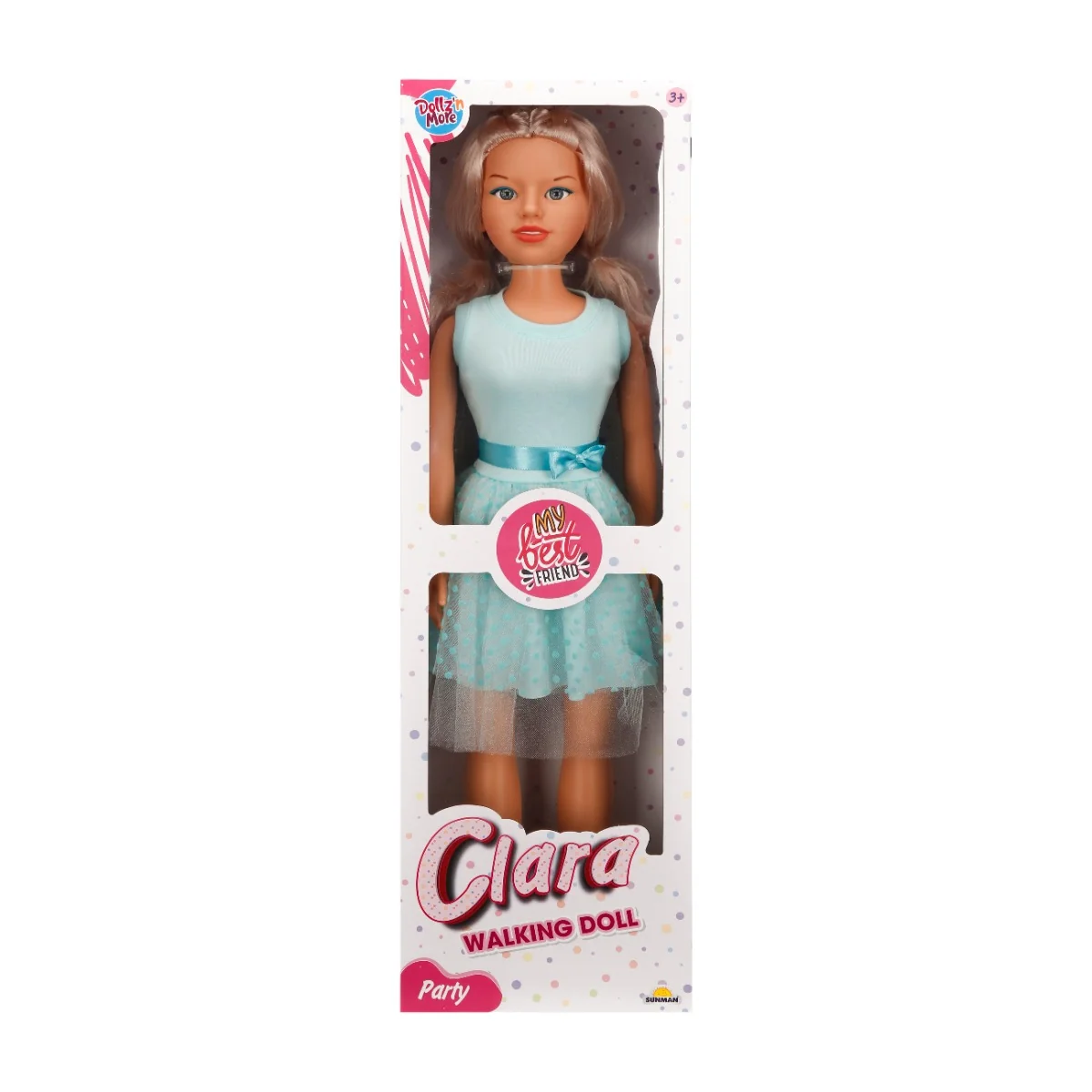 Papusa Clara in tinuta de petrecere, Dollz n More, cu rochie verde, 80 cm