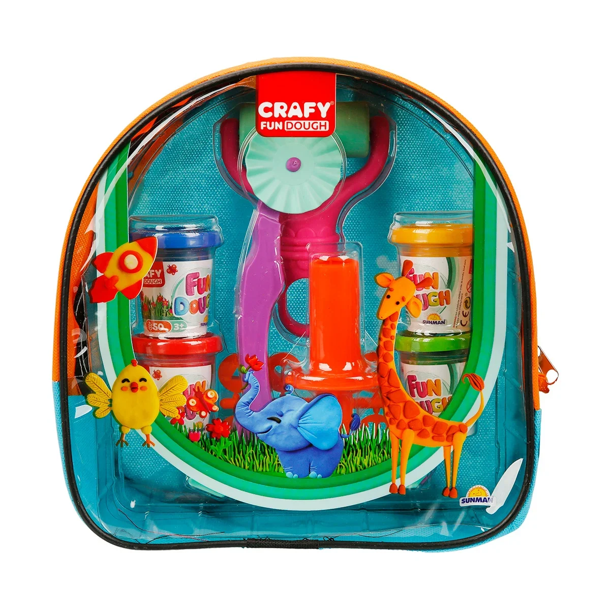 Set de modelare din plastilina cu rucsac, Crafy, Portocaliu-Bleu
