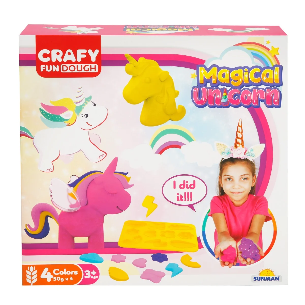 Set de modelare din plastilina, Crafy, Unicorn, 11 piese, 200 g