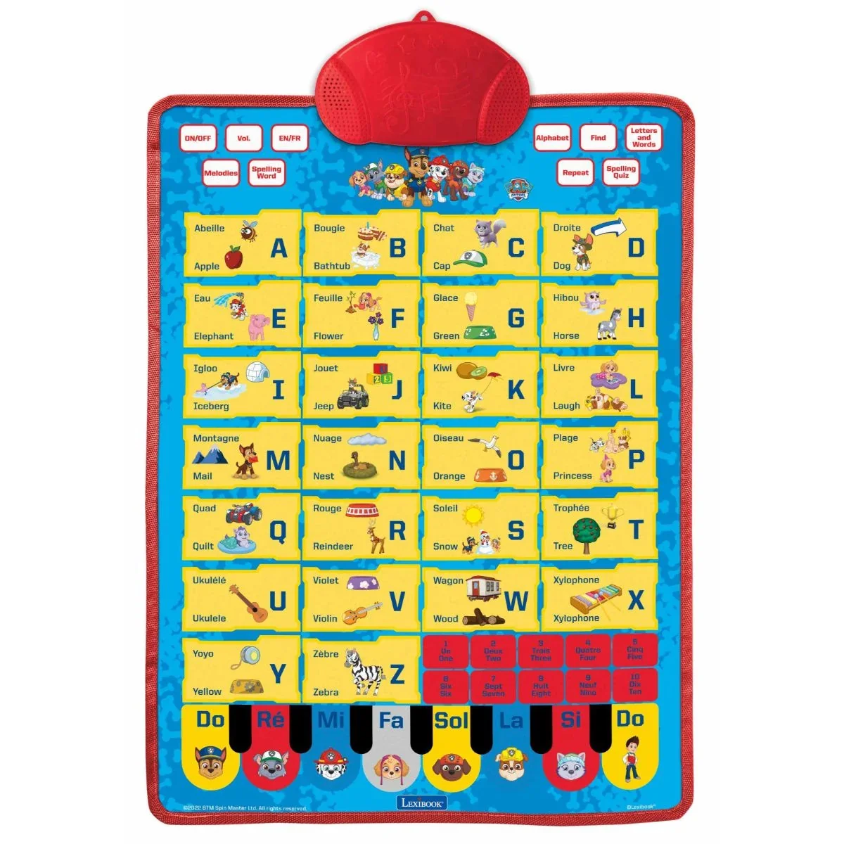 Poster interactiv, Lexibook, Alfabet Engleza-Franceza, Paw Patrol