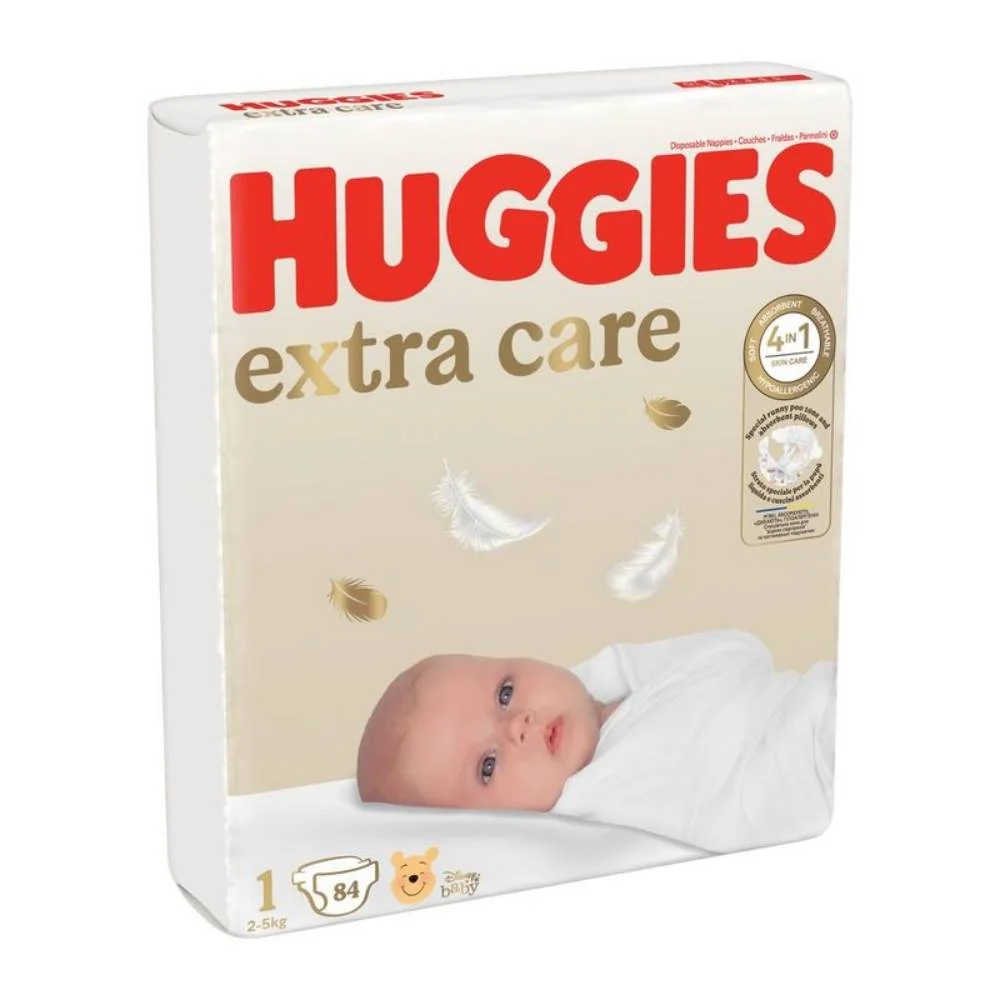 Scutece Huggies, Extra Care, Nr 1, 2-5 kg, 84 buc