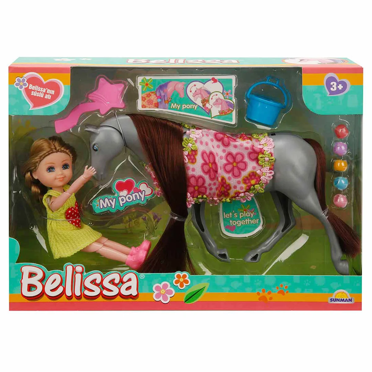 Set de joaca papusa Belissa cu ponei, Gri