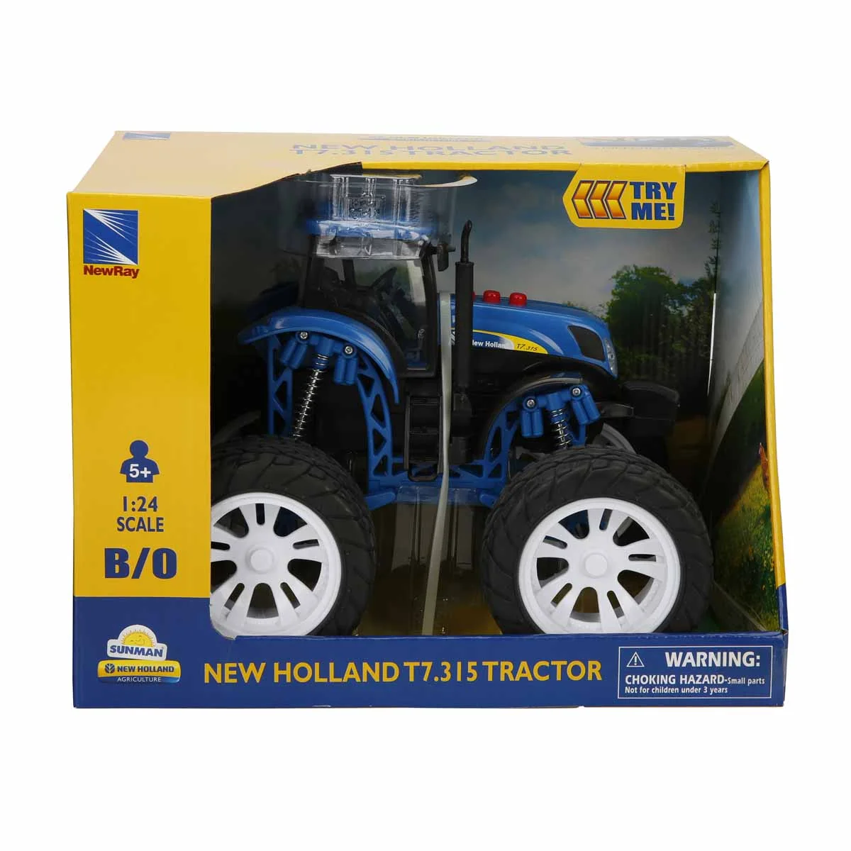 Tractor cu sunete, New Ray, New Holland T7315, 1:24