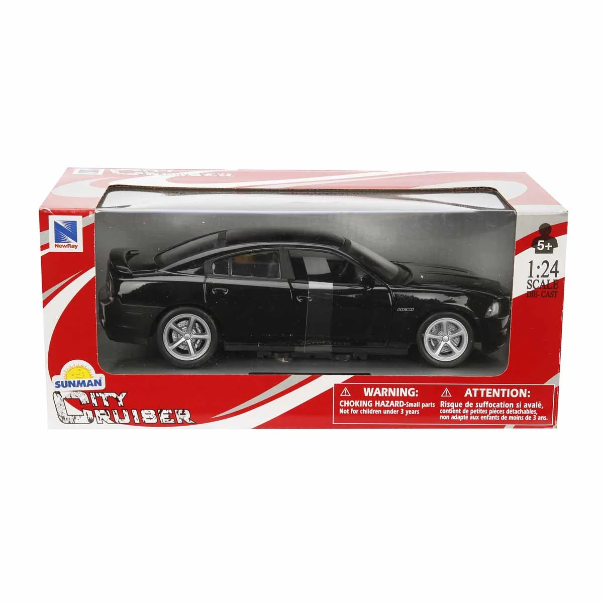 Masina metalica, New Ray, Dodge Charger, 1:24, Negru