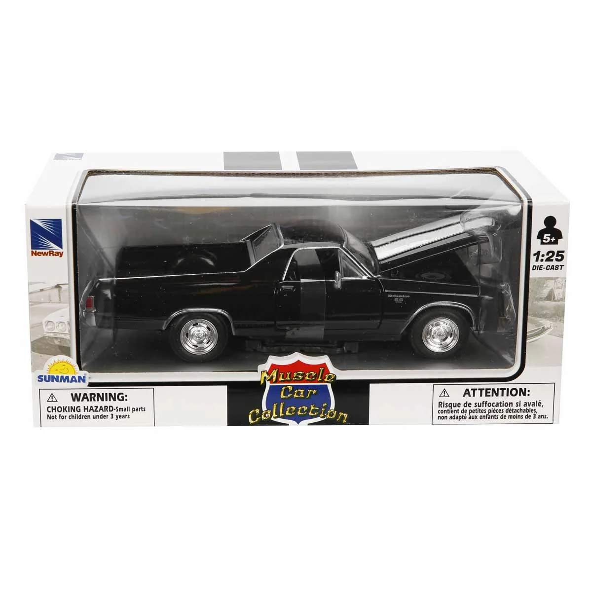 Masina metalica, New Ray, 1970 Chevrolet El Camino SS, Negru, 1:25