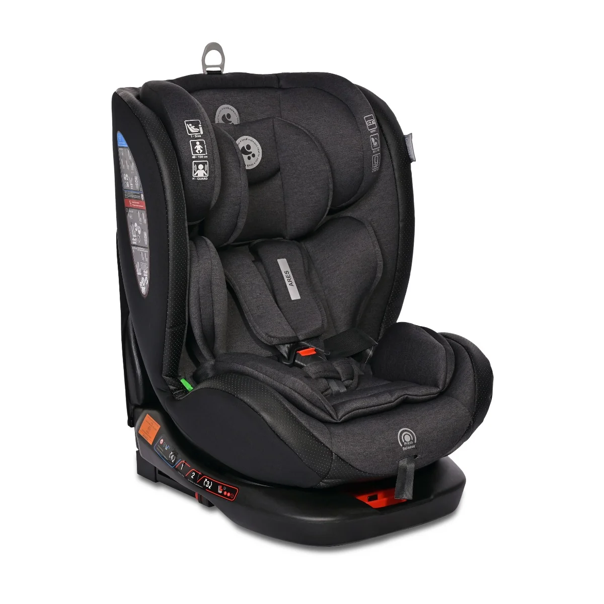 Scaun auto, Lorelli Ares, Isofix, i-Size, rotativ 360 grade, 40-150 cm, 0 luni-12 ani, Black
