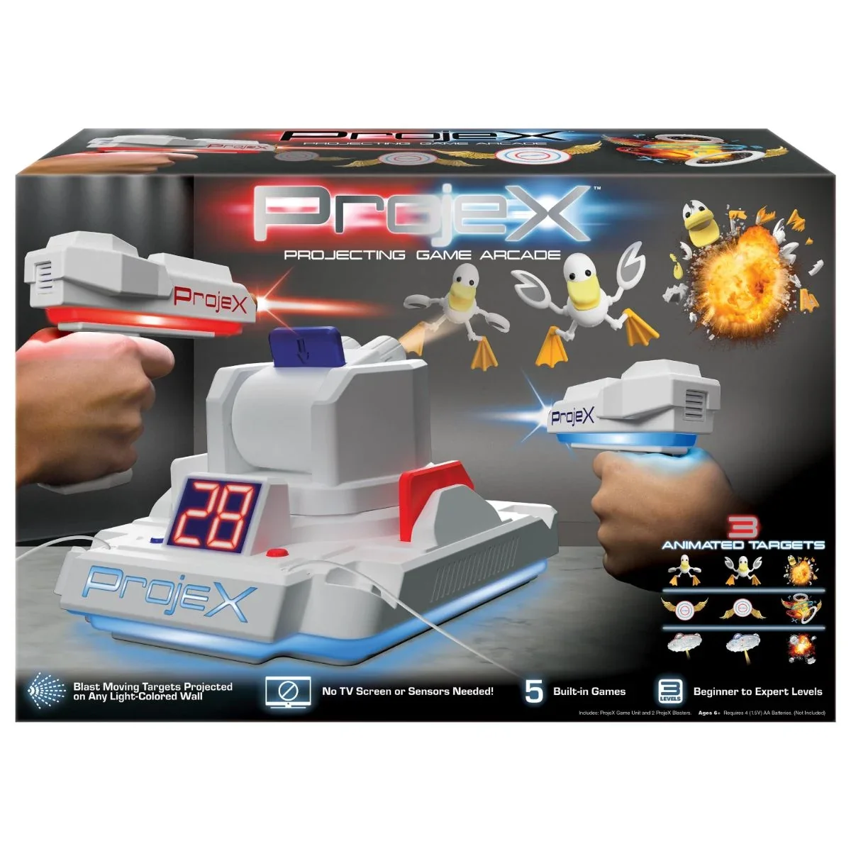 Consola de jocuri cu proiector si 2 blastere, Laser X, ProjeX Animated