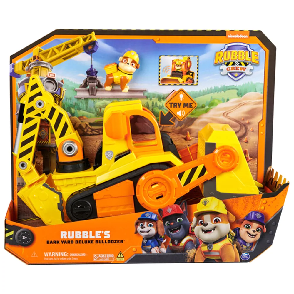 Set vehicul cu figurina, Rubble & Crew, Rubbles Bark Yard Deluxe Bulldozer, 6068074