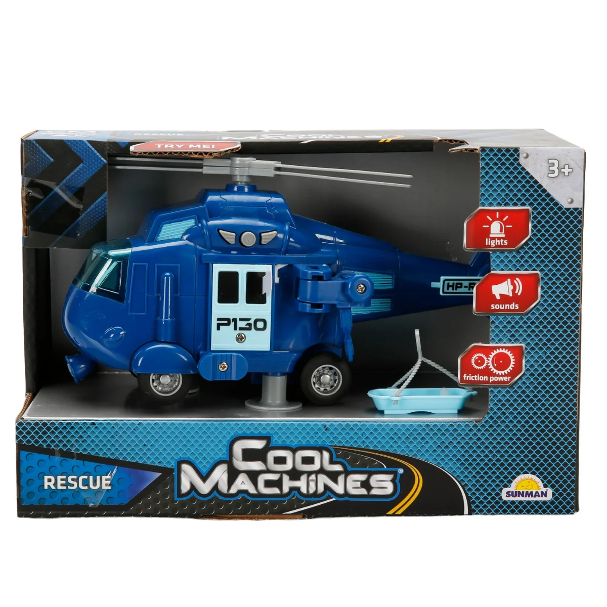 Elicopter de salvare cu sunete si lumini, Cool Machines, Albastru, 1:20