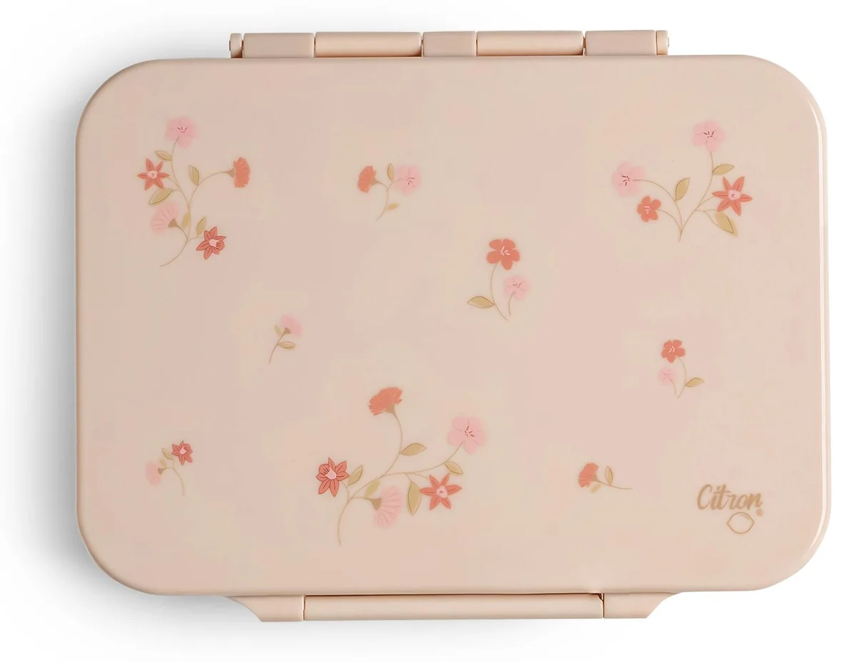 Caserola pranz din tritan cu 4 compartimente, Citron, Flori