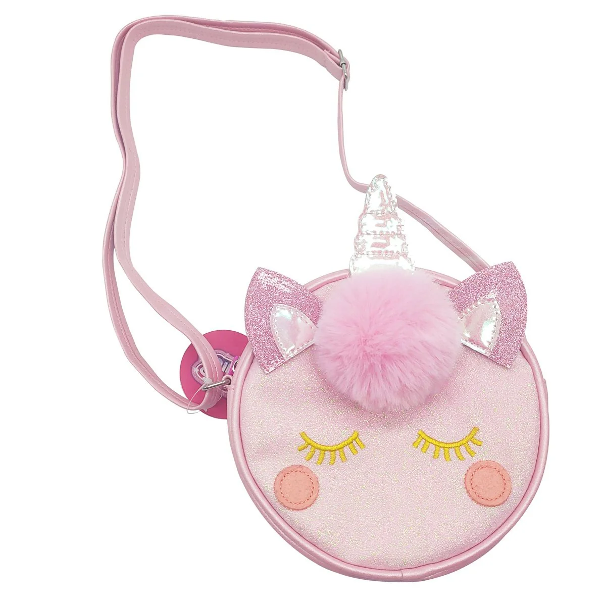 Poseta unicorn, Color Chic, roz cu puf