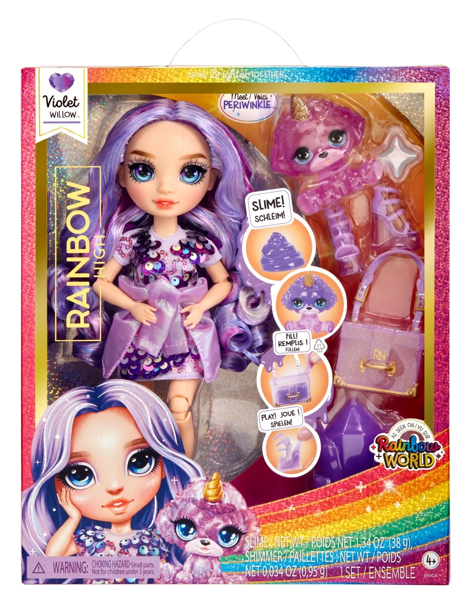 Papusa Rainbow High, Sparkle Slime, Violet Willow, 120223EU